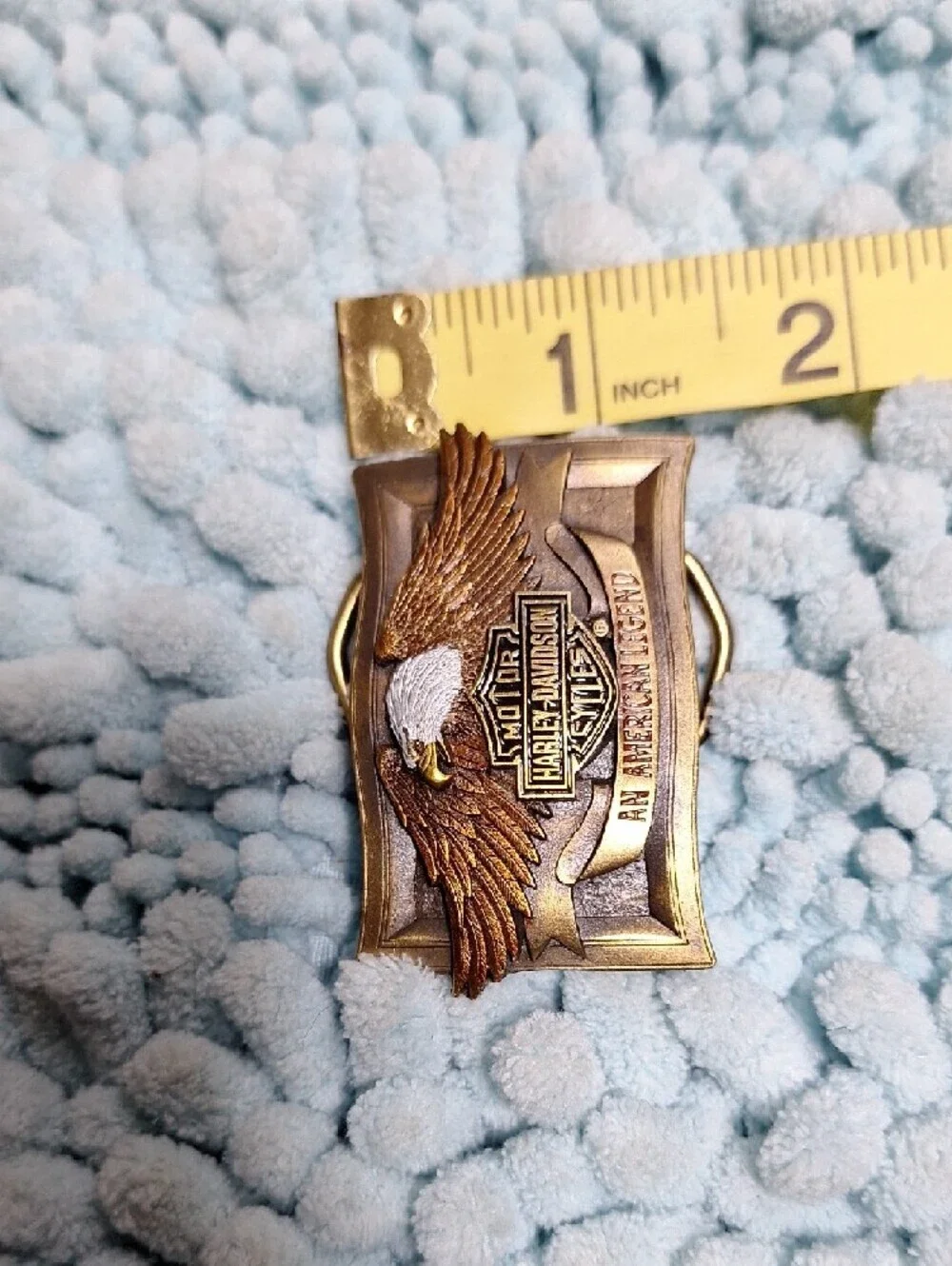 Vintage Harley-Davidson Gold Eagle Belt Buckle with Red Accent